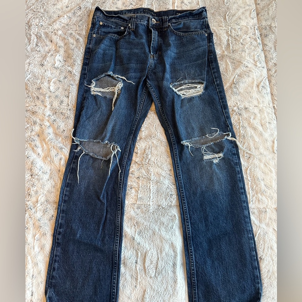 Men’s Bullhead Distressed Denim Jeans Slim Fit 34x32